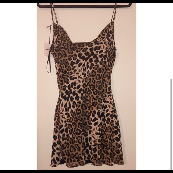 Superdown Leopard Cheetah Print Cowl Neck Dress S - Picture 4 of 5